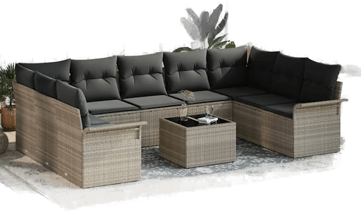 Vidaxl Hagesofa Set 10 pcs Grå