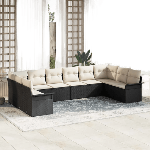 Vidaxl Hagesofa Set 10 pcs Svart