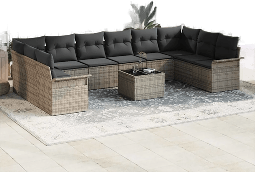 Vidaxl Hagesofa Set 11 pcs Svart