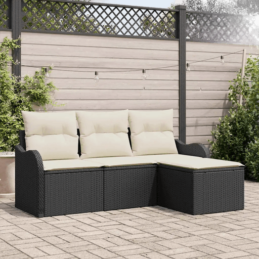 Vidaxl Hagesofa Set 4 pcs Svart