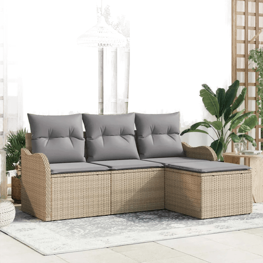 Vidaxl Hagesofa Set 4 pcs Beige