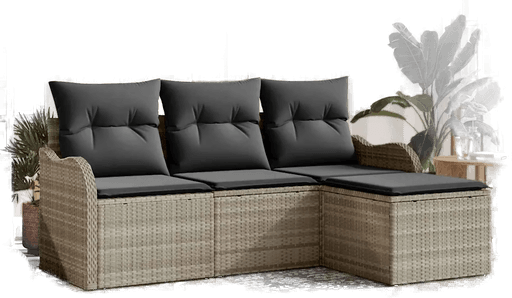 Vidaxl Hagesofa Set 4 pcs Lysegrå