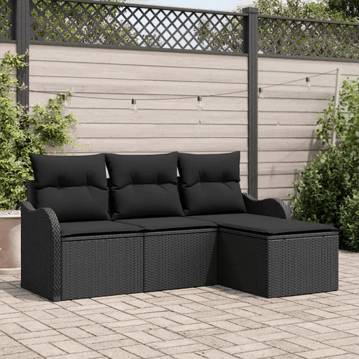 Vidaxl Hagesofa Set 4 pcs Svart