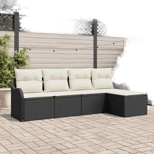 Vidaxl Hagesofa Set 5 pcs Svart