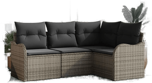 Vidaxl Hagesofa Set 4 pcs Grå