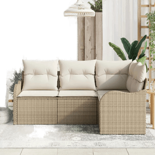 Vidaxl Hagesofa Set 4 pcs Beige