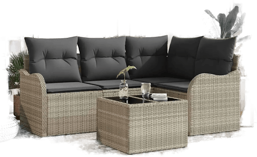 Vidaxl Hagesofa Set 5 pcs Grå