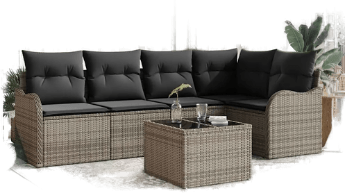 Vidaxl Hagesofa Set 6 pcs Grå