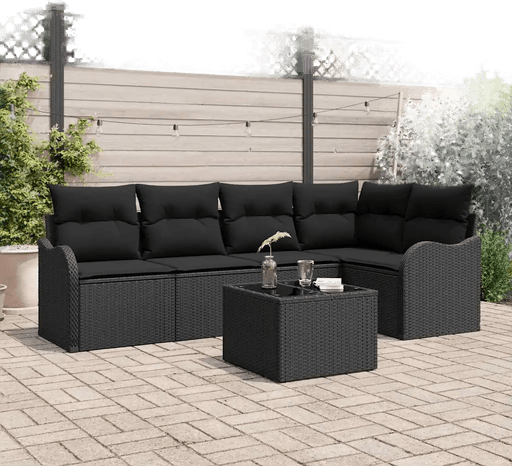 Vidaxl Hagesofa Set 6 pcs Svart