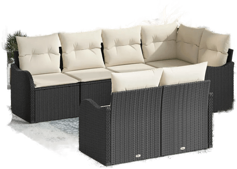 Vidaxl Hagesofa Set 7 pcs Svart