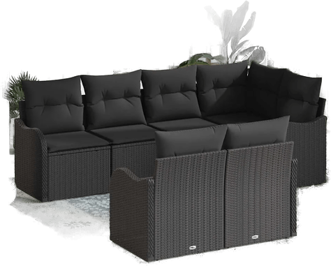 Vidaxl Hagesofa Set 7 pcs Svart