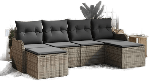 Vidaxl Hagesofa Set 6 pcs Grå