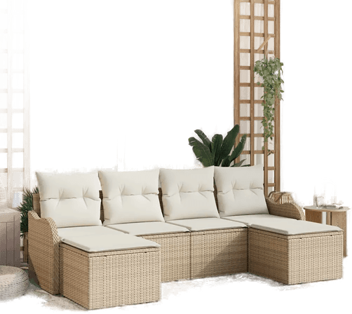 Vidaxl Hagesofa Set 6 pcs Beige og hvit
