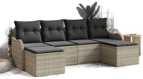 Vidaxl Hagesofa Set 6 pcs Lysegrå