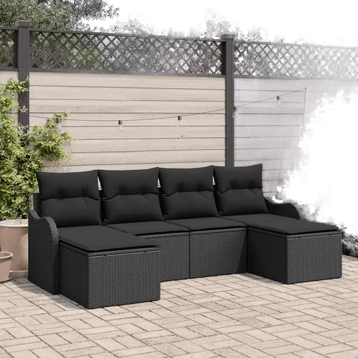 Vidaxl Hagesofa Set 6 pcs Svart