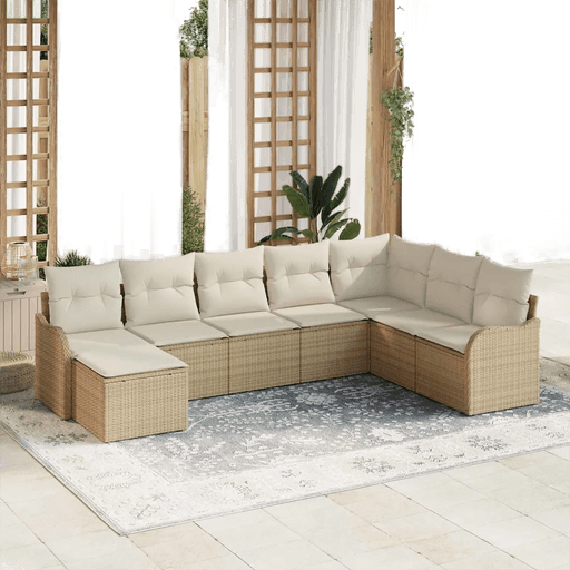 Vidaxl Hagesofa Set 8 pcs Beige og hvit