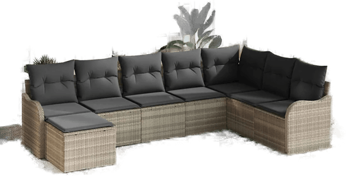 Vidaxl Hagesofa Set 8 pcs Lysegrå