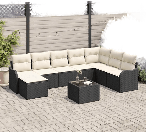Vidaxl Hagesofa Set 9 pcs Svart og hvit