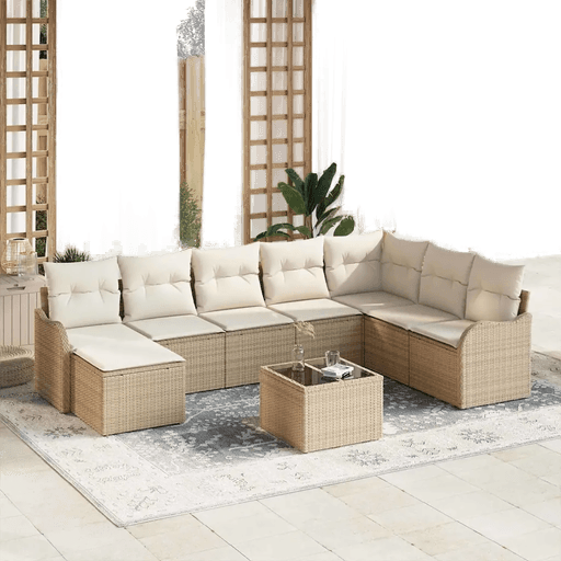 Vidaxl Hagesofa Set 9 pcs Beige og hvit