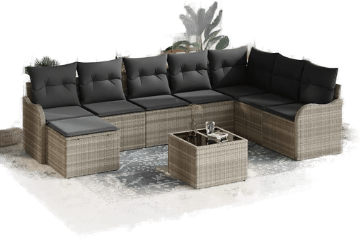 Vidaxl Hagesofa Set 9 pcs Lysegrå