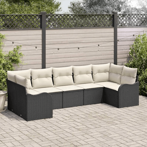 Vidaxl Hagesofa Set 7 pcs Svart og hvit