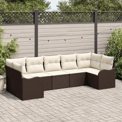 Vidaxl Hagesofa Set 7 pcs Brun og hvit