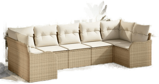 Vidaxl Hagesofa Set 7 pcs Beige og hvit