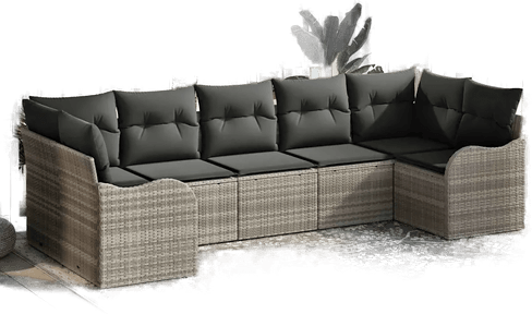 Vidaxl Hagesofa Set 7 pcs Lysegrå