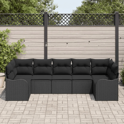 Vidaxl Hagesofa Set 7 pcs Svart