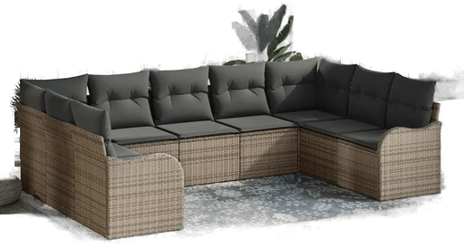 Vidaxl Hagesofa Set 9 pcs Grå