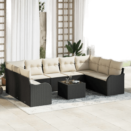 Vidaxl Hagesofa Set 10 pcs Svart og hvit