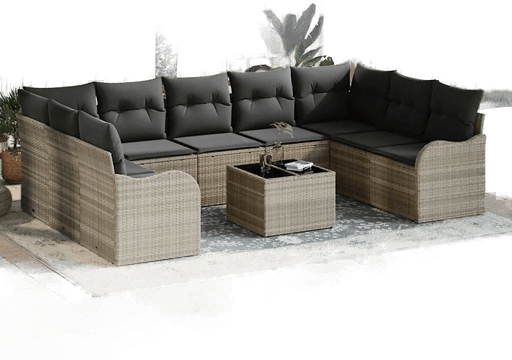 Vidaxl Hagesofa Set 10 pcs Lysegrå