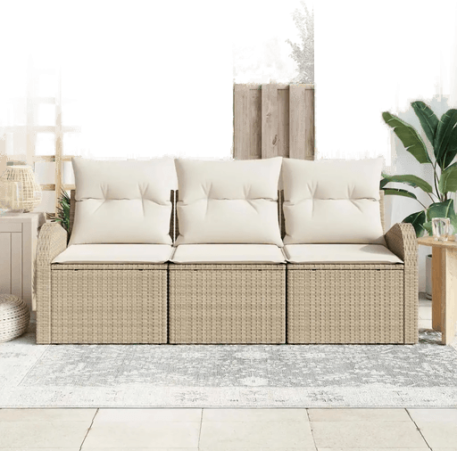 Vidaxl Hagesofa Set 3 pcs Beige og hvit