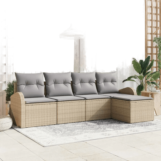 Vidaxl Sofa sett 5 pcs Beige og lys grå