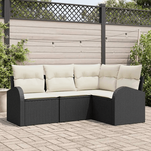 Vidaxl Hagesofa Set 4 pcs Svart og Hvit