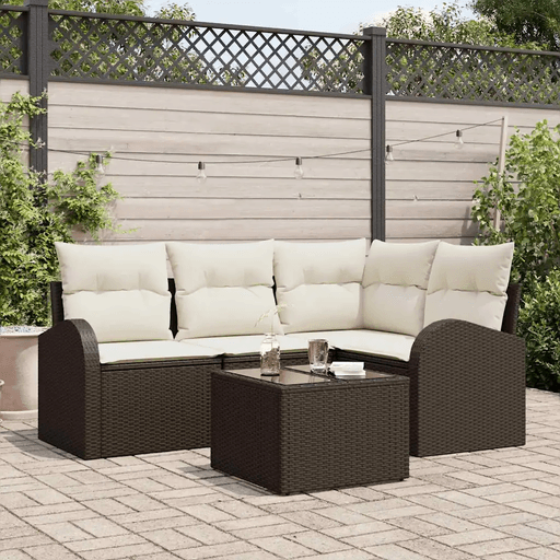 Vidaxl Hagesofa Set 5 pcs Brun og hvit