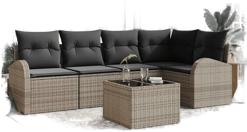 Vidaxl Hagesofa Set 6 pcs Grå