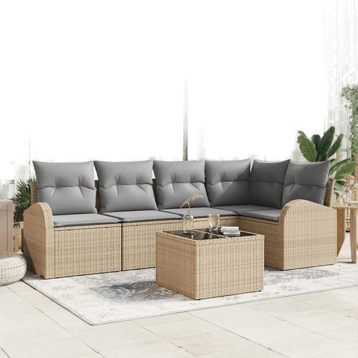 Vidaxl Hagesofa Set 6 pcs Beige og lys grå