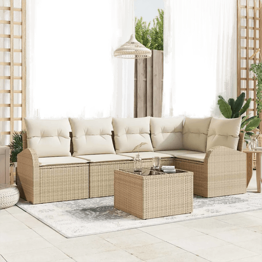 Vidaxl Hagesofa Set 6 pcs Beige og Hvit