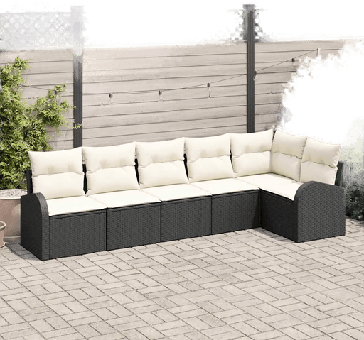 Vidaxl Hagesofa Set 6 pcs Svart og Hvit