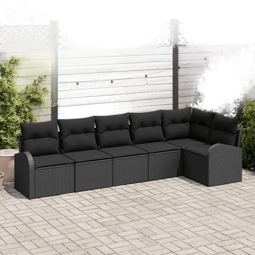 Vidaxl Hagesofa Set 6 pcs Svart