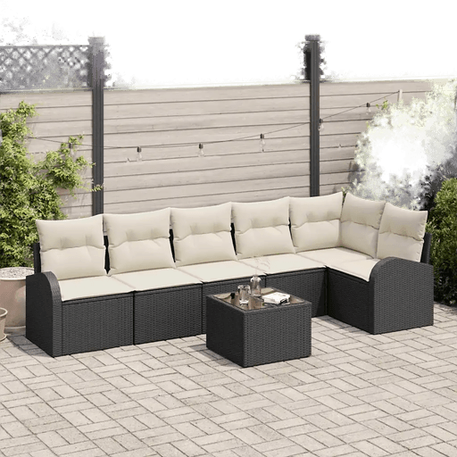 Vidaxl Hagesofa Set 7 pcs Svart og Hvit
