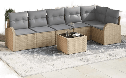 Vidaxl Hagesofa Set 7 pcs Beige og lys grå