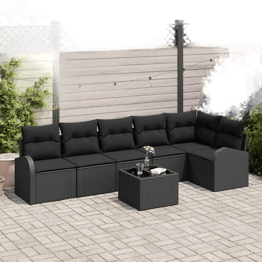 Vidaxl Hagesofa Set 7 pcs Svart