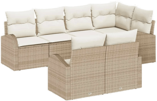 Vidaxl Hagesofa Set 7 pcs Beige og Hvit