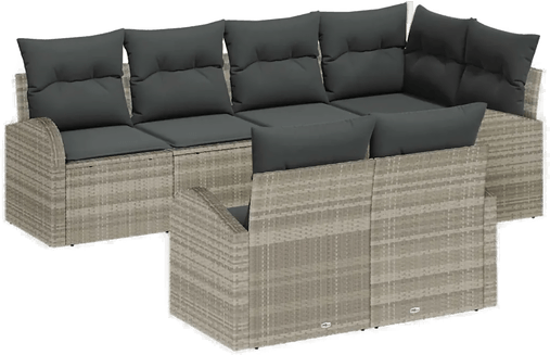 Vidaxl Hagesofa Set 7 pcs Lysegrå