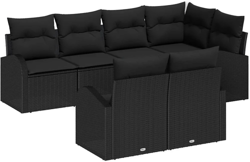 Vidaxl Hagesofa Set 7 pcs Svart