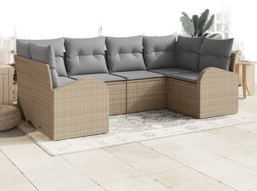 Vidaxl Hagesofa Set 6 pcs Beige og lys grå