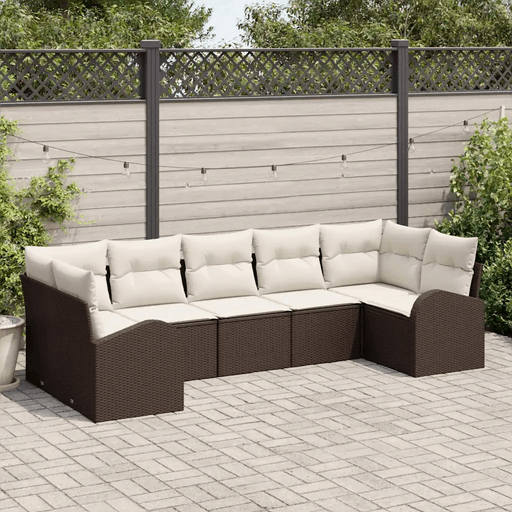 Vidaxl Hagesofa Set 7 pcs Brun og hvit