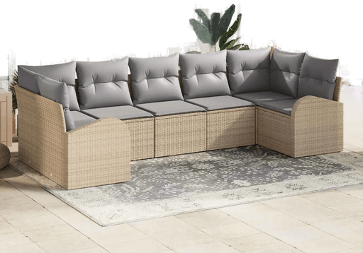 Vidaxl Hagesofa Set 7 pcs Beige og lys grå